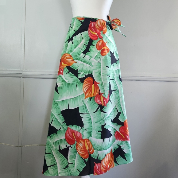 Vintage 90's Hawaiian Tropical Lightweight Statement Wrap Skirt - Picture 1 of 8